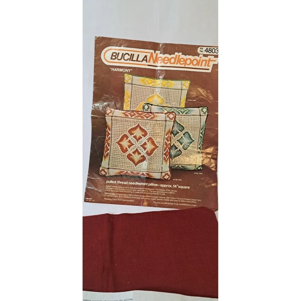 Vintage Bucilla Needlepoint Kit‎ Harmony 4803 Pulled Thread Pillow 14